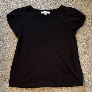 LOFT Classic Black Short Sleeve Tee tulip sleeve